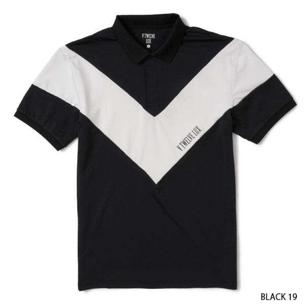 V12 ゴルフ ポロシャツ 半袖 メンズ シャツ ポロ ゴルフウェア LUX 吸汗速乾 黒 白 ロゴ ブランド レア 春 夏 秋 VLX2210-CT03 GOLF
