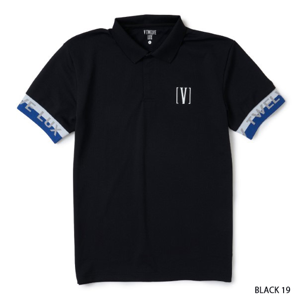 V12 ゴルフ ポロシャツ 半袖 メンズ シャツ ポロ ゴルフウェア LUX 吸汗速乾 黒 白 ロゴ...