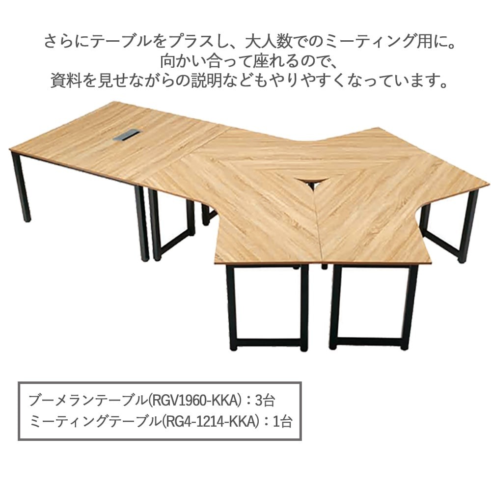 会議用テーブル ブーメラン デスク 幅190 奥行60 高さ70