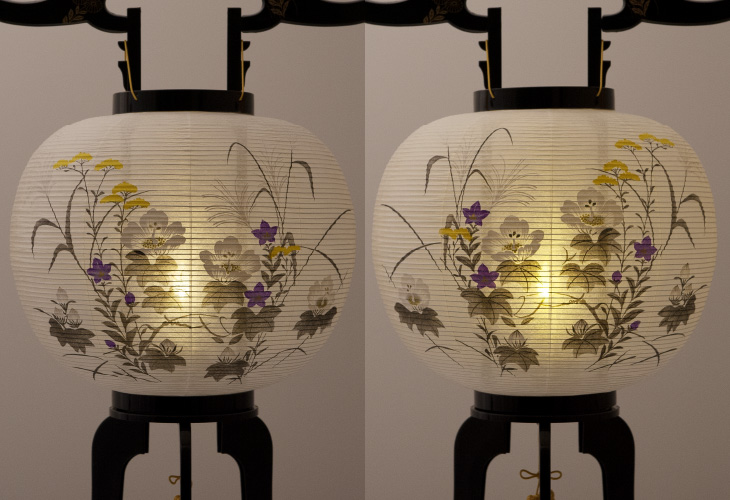 仏壇屋 滝田商店 対柄 盆提灯 盆ちょうちん お盆提灯 大内行灯11号 LED