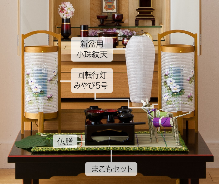 仏壇屋 滝田商店 盆提灯 高級コンパクト 初盆セット 新盆セット 4点