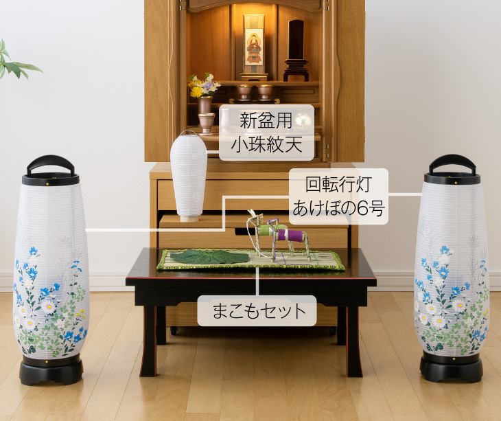 仏壇屋 滝田商店 盆提灯 コンパクト 初盆セット 新盆セット コードレス