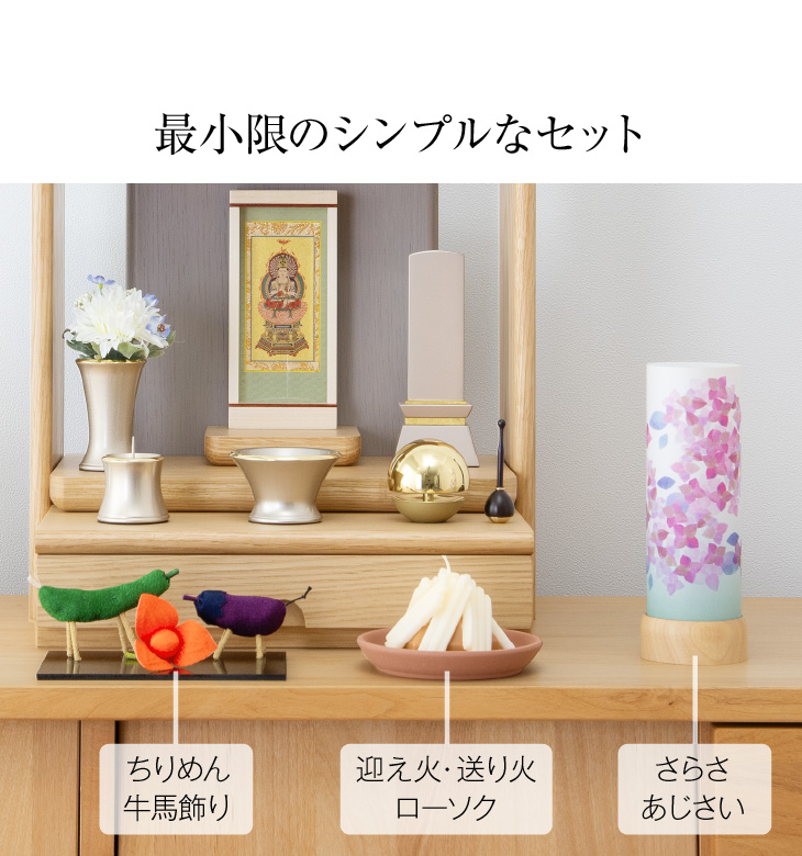 仏壇屋 滝田商店 盆提灯 ミニ お盆セット さらさ あじさい コードレス