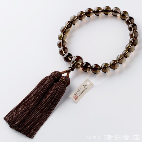 仏壇屋 滝田商店 数珠 男性用 茶水晶 22玉 念珠袋付き : 仏壇・仏具