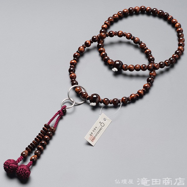 仏壇屋 滝田商店 数珠 浄土宗 女性用 赤虎目石 六万浄土8寸 宗派別念珠