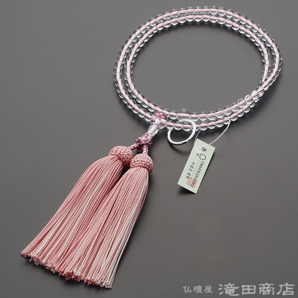 仏壇屋 滝田商店 数珠 曹洞宗 女性用 本水晶 桜彫り 8寸 宗派別念珠