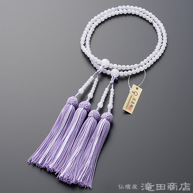 仏壇屋 滝田商店 数珠 八宗用(八宗兼用) 女性用 白オニキス 四天紫雲石