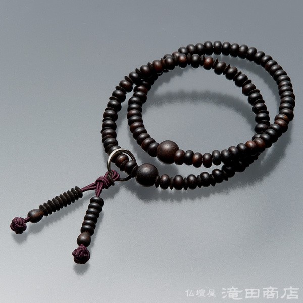 腕輪念珠 数珠 ブレスレット 108珠 浄土宗用 縞黒檀(艶消) : jyu-wa