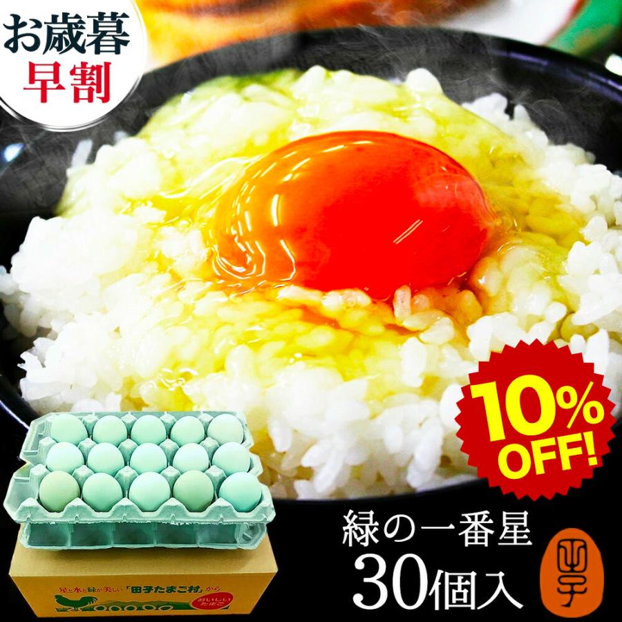 田子たまご村 緑の一番星 30個 送料無料 卵 タマゴ 玉子 鶏卵 卵かけご飯 ギフト プレゼント
