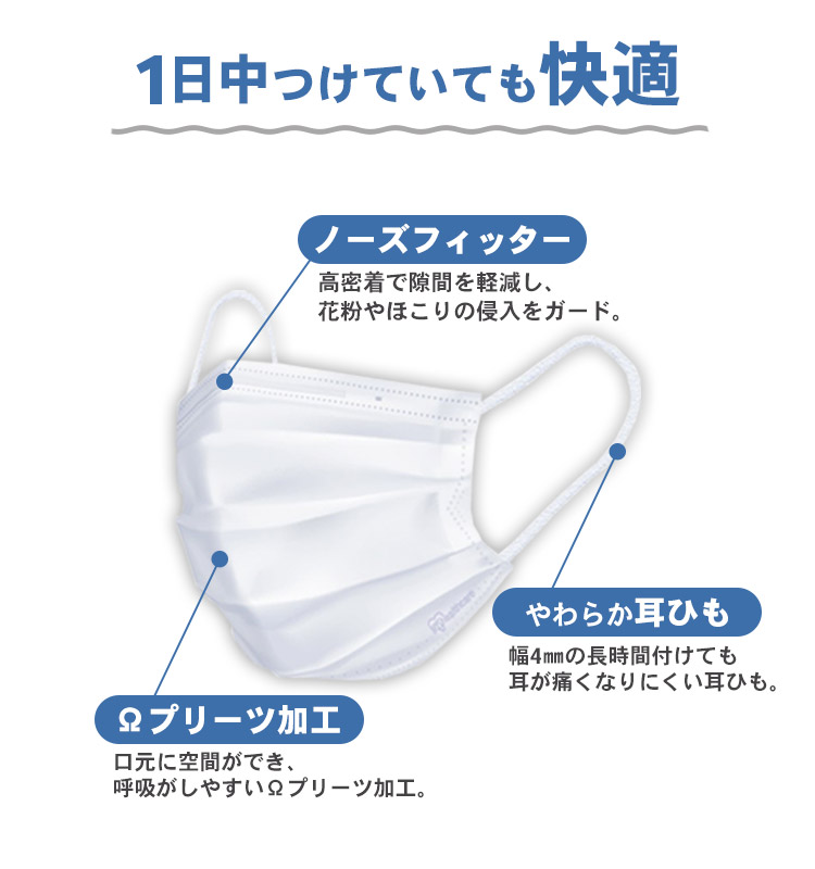 IRIS OHYAMA（アイリスオーヤマ） マスク 不織布 通気性 1000枚（100枚