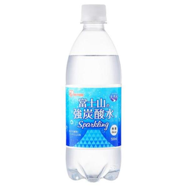 炭酸水 500ml 24本 強炭酸 スパークリングウォーター ラベルレス ミネラルウォーター 国産 天然水 アイリスオーヤマ 送料無料 | IRIS OHYAMA | 01