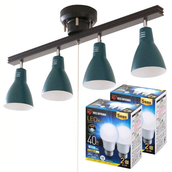 （LED電球4個セット）4灯シーリングライト ストレートタイプ LDA4N-G-4T62P/PCL-SW401-W (D)の画像