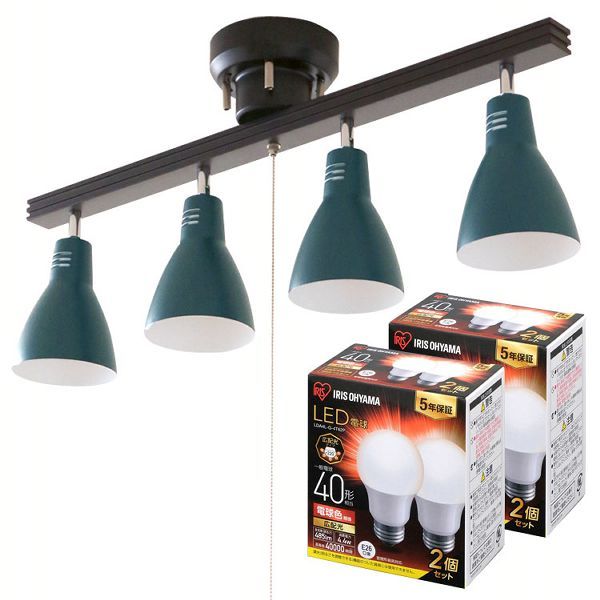 （LED電球4個セット）4灯シーリングライト ストレートタイプ LDA4N-G-4T62P/PCL-SW401-W (D)の画像