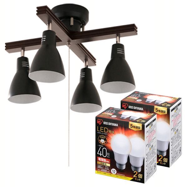 販売する店舗 （LED電球4個セット）4灯シーリングライト クロスタイプ LDA4N-G-4T62P/PCL-CW401-W (D)