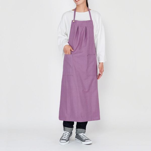 y'sリビング　麻　エプロンドレス　ドット　おもてなし　美品 ウィンディロングエプロン 613034 (D)(B)(メール便