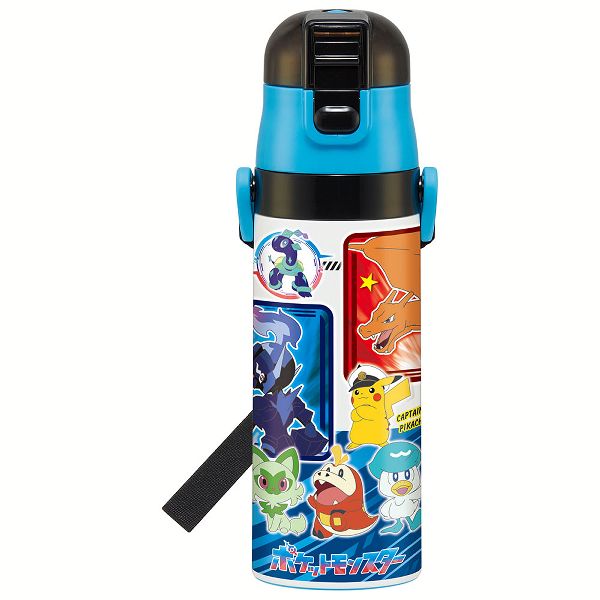水筒 キッズ 470ml ワンタッチ 直飲み 子供 ちいかわ トミカ プラレール プリンセス ポケモン スヌーピー パウパトロール スケーター 軽量 SDC4 | スケーター | 22
