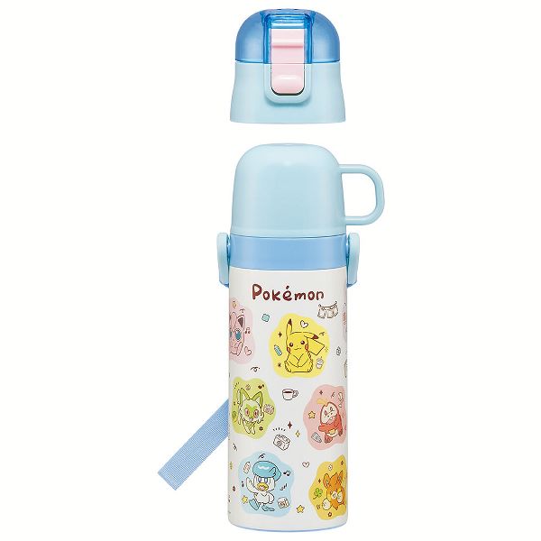 水筒 キッズ 470ml 2way ワンタッチ 直飲み コップ ステンレス 子供 ポケモン プリンセス トミカ プラレール パウパトロール 軽量 スケーター SKDC4 | スケーター | 17