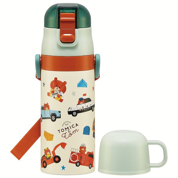 スケーター 水筒 キッズ 410ml 2way ワンタッチ ステンレス ストロー