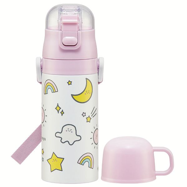 スケーター 水筒 キッズ 410ml 2way ワンタッチ ステンレス ストロー