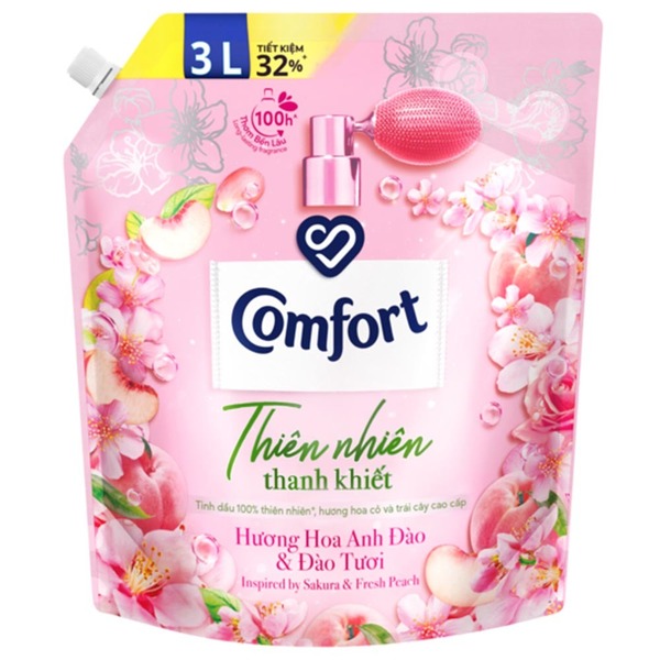 【並行輸入品】 (4個セット)コンフォート 輸入柔軟剤 詰め替え Comfort Mild Nature サクラ＆フレッシュピーチ Fragrance Fabric Conditioner 3Lの画像
