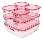 iwaki PS-PRN-P7 Heat Resistant Glass Storage Containers, Pink, Set of 7,  Pack & Range