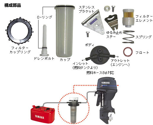 船外機燃料フィルター（油水分離機能付） : k001 : ボート用品shopたく