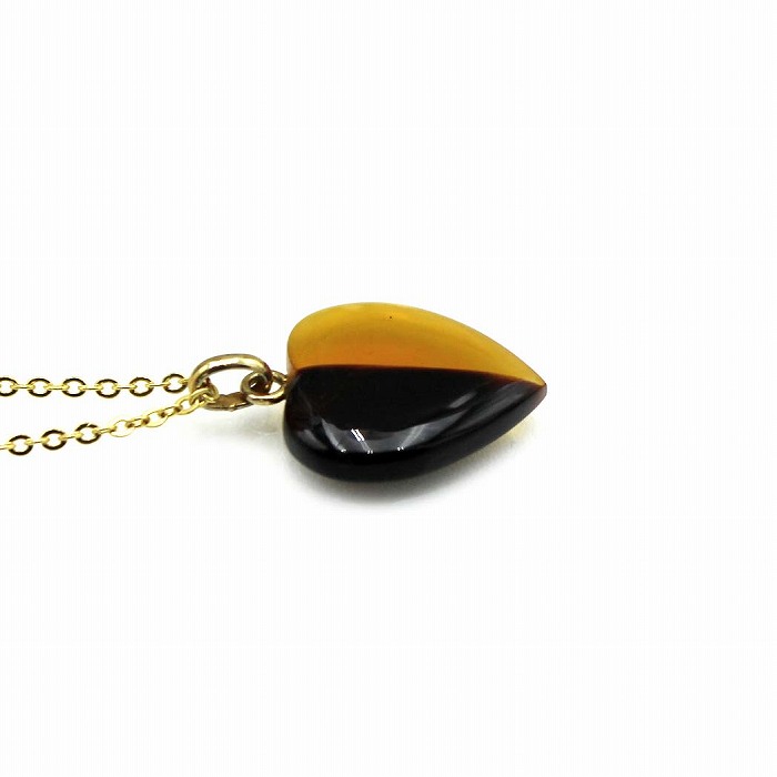本べっ甲 飴色 黒色 次分 ハート形 ペンダント (のし等ギフト対応無料