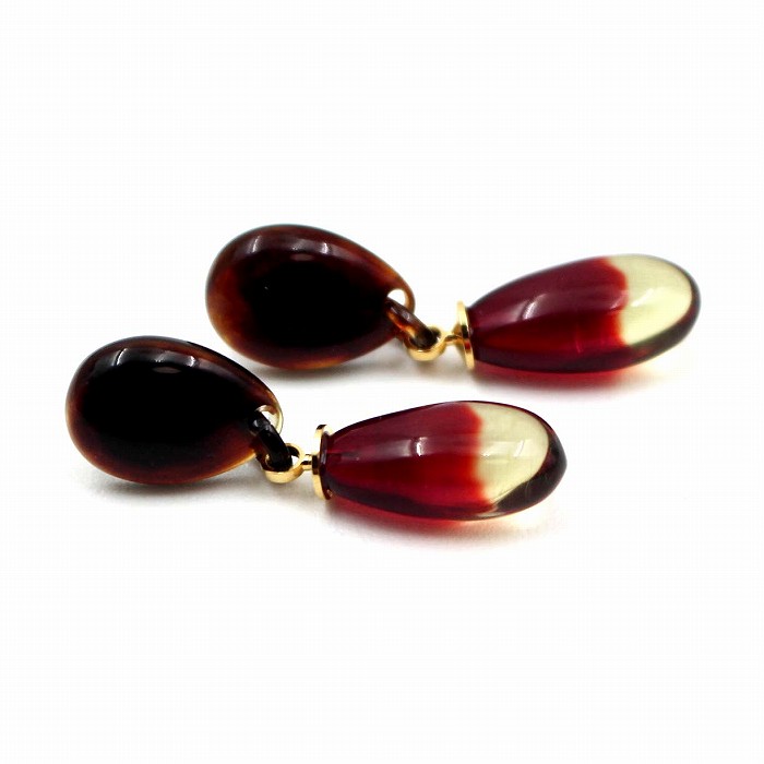 美品】べっ甲×イエロー琥珀イヤリング
