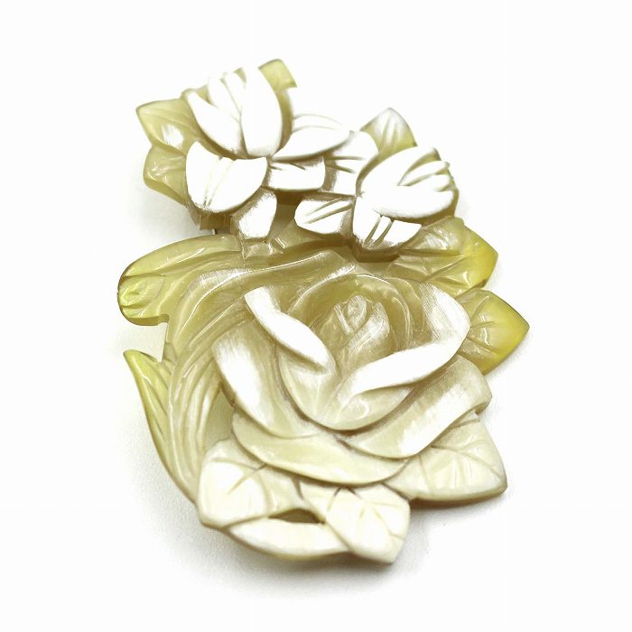 白水牛 薔薇 蘭 ブローチ（のし等ギフト対応無料 ）縦70×横52