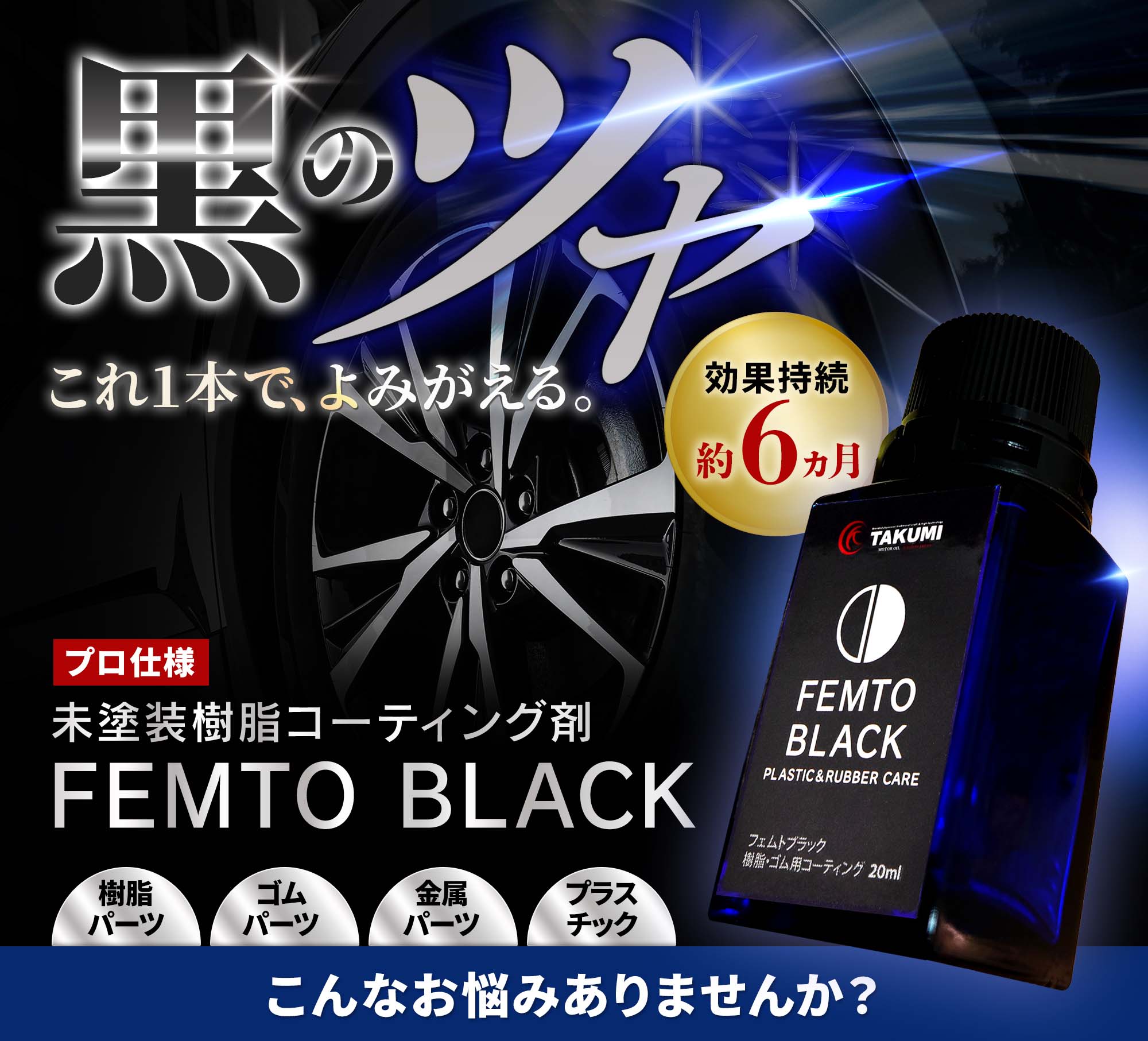 未塗装樹脂パーツ復活剤、樹脂パーツコーティング