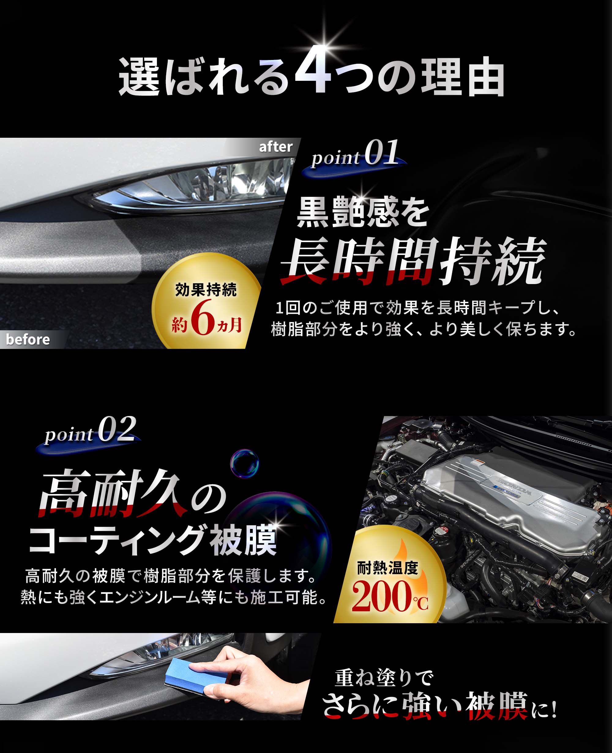 未塗装樹脂パーツ復活剤、樹脂パーツコーティング