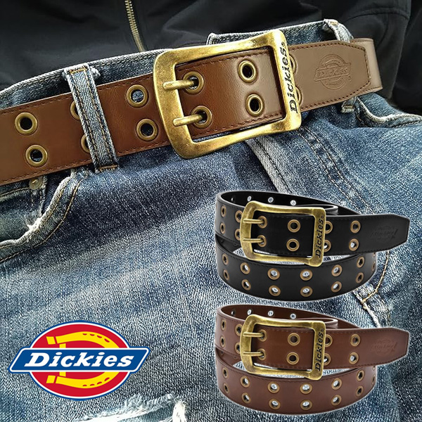 Dickies ダブルピン PUレザーベルト 40mm ハトメ ヴィンテージゴールド