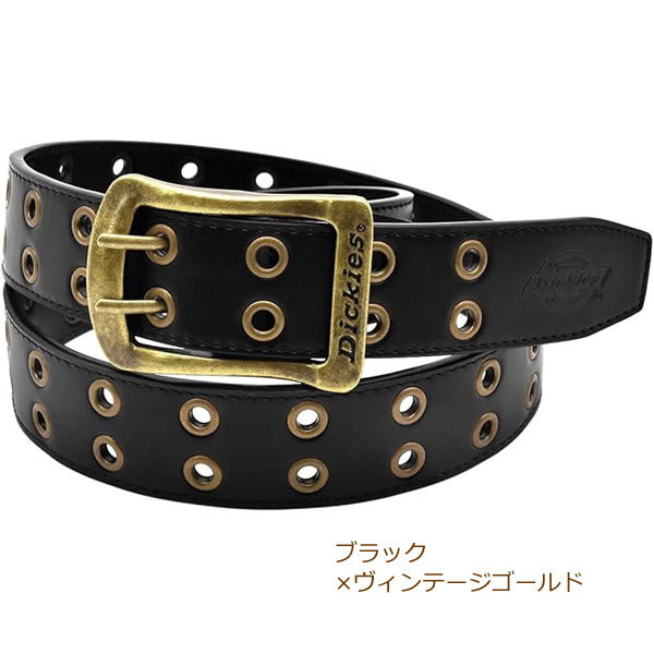 Dickies ダブルピン PUレザーベルト 40mm ハトメ ヴィンテージゴールド