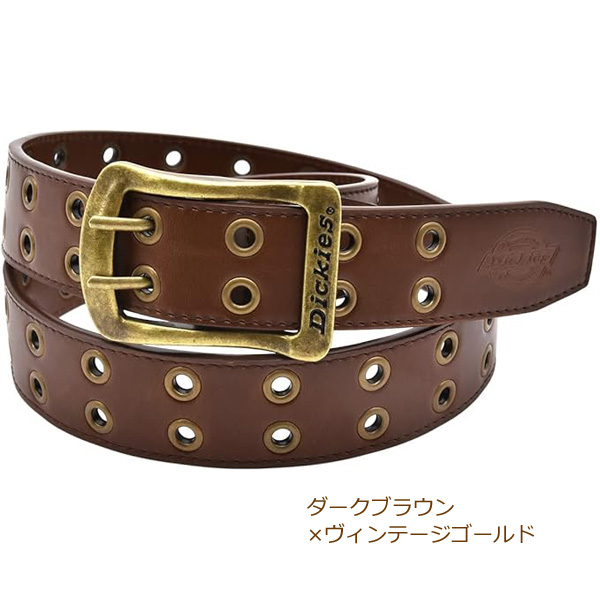 Dickies ダブルピン PUレザーベルト 40mm ハトメ ヴィンテージゴールド