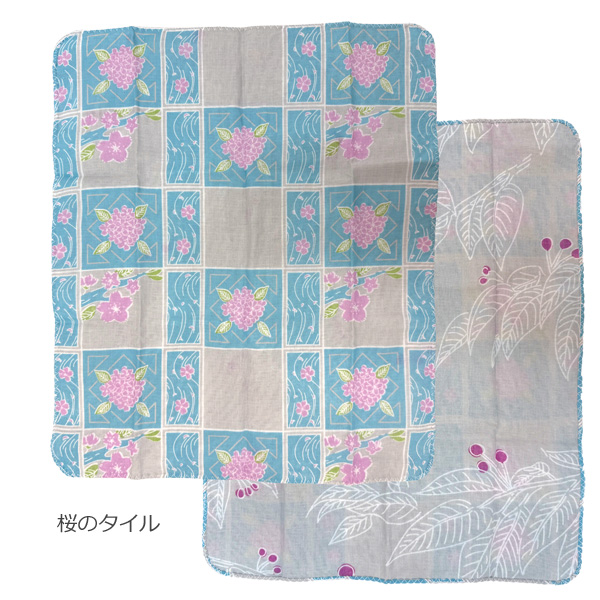 くろちく 両面ガーゼはんかち 40×34cm 両面 ハンカチ ハンドタオル 綿