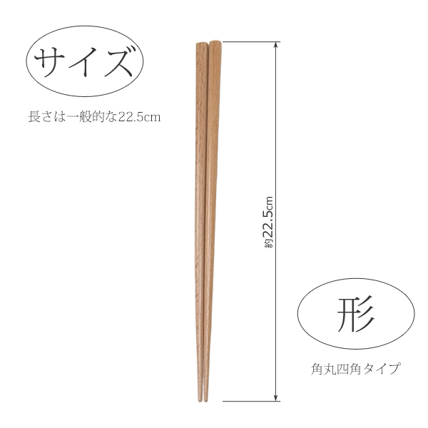 若狭塗箸 天然木箸 5膳セット 22.5cm 日本製 食洗機対応 メール便発送