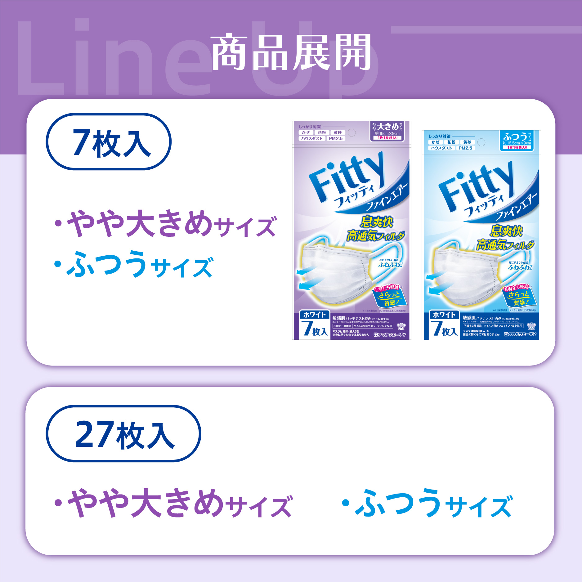 Fitty マスク フィッティ 不織布 やや 大きめ 個包装 プリーツ 7枚入