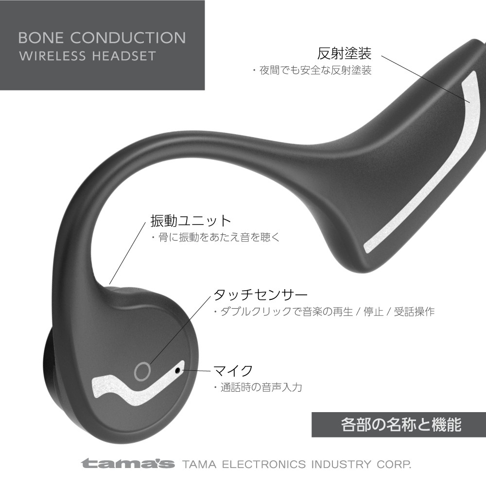 お得大得価 骨伝導ワイヤレスヘッドセット BS55モデル 多摩電子工業 PayPayモール店 - 通販 - PayPayモー ワイヤレスイヤホン タッチセンサー対応 防水IPX4準拠 Bluetooth Ver5.0 定番人気