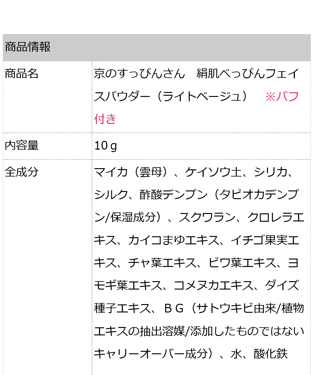 100％天然由来の無添加ルースパウダー - 京のすっぴんさん 絹肌