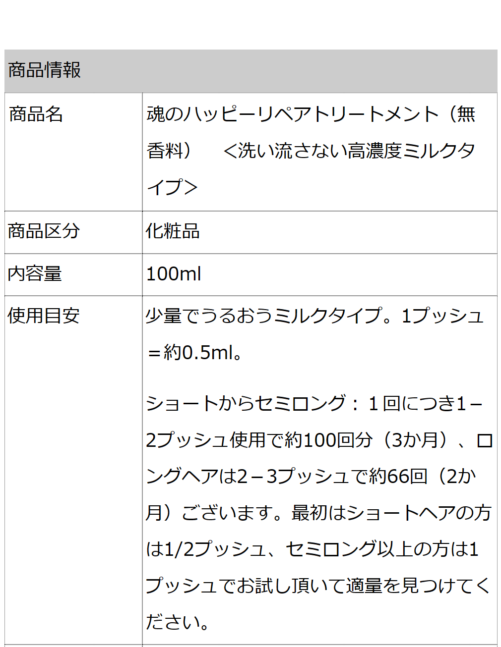 魂のハッピーリペアトリートメント（無香料）
