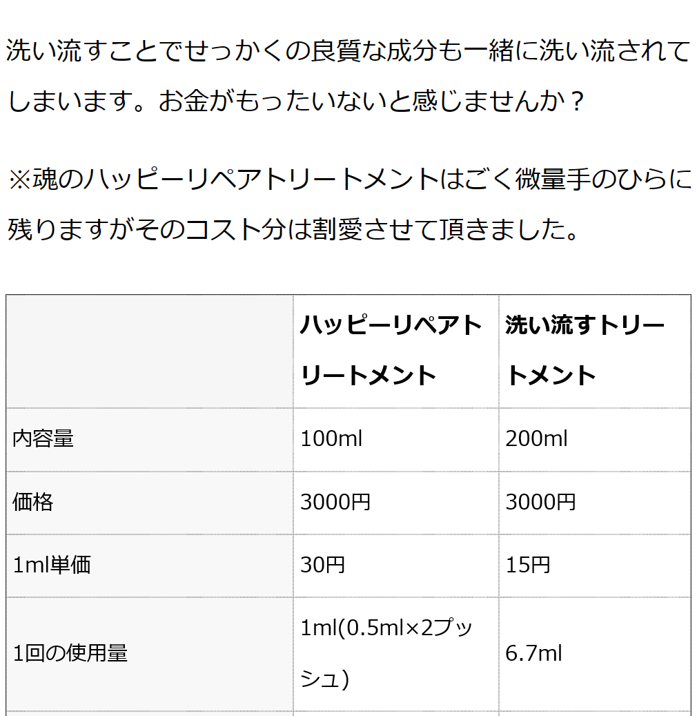 魂のハッピーリペアトリートメント（無香料）
