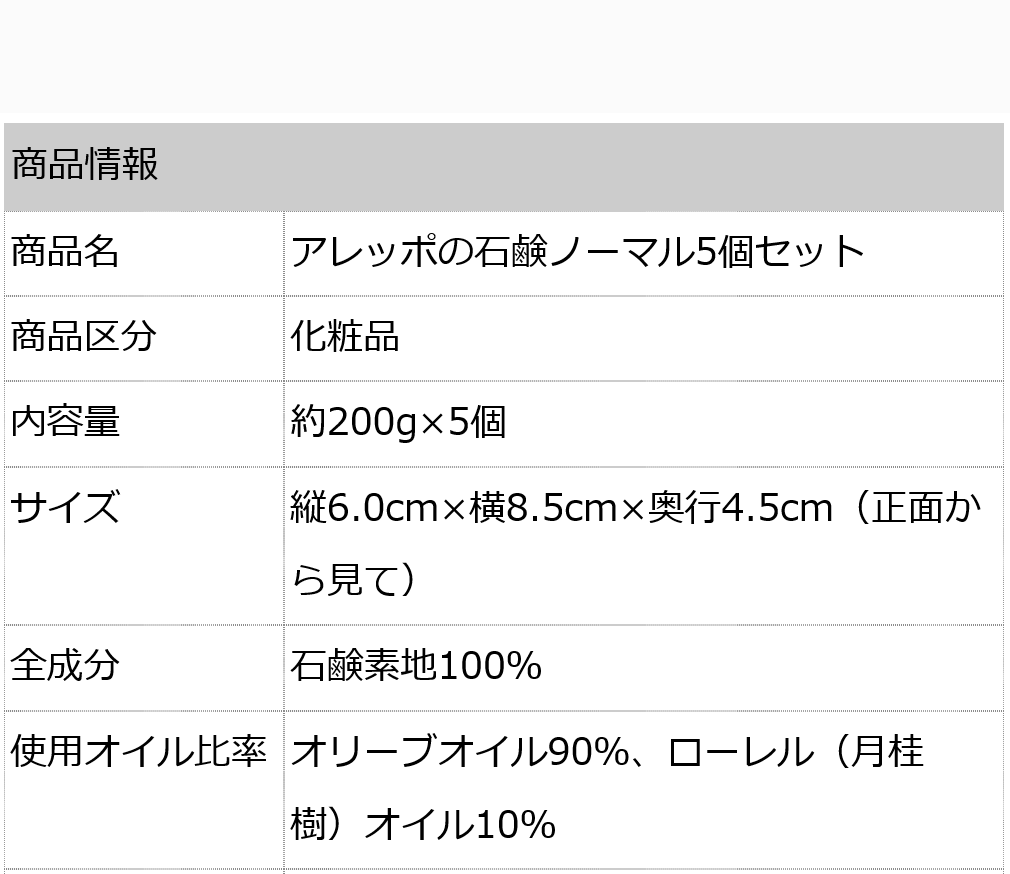 アレッポノーマル5個セット　