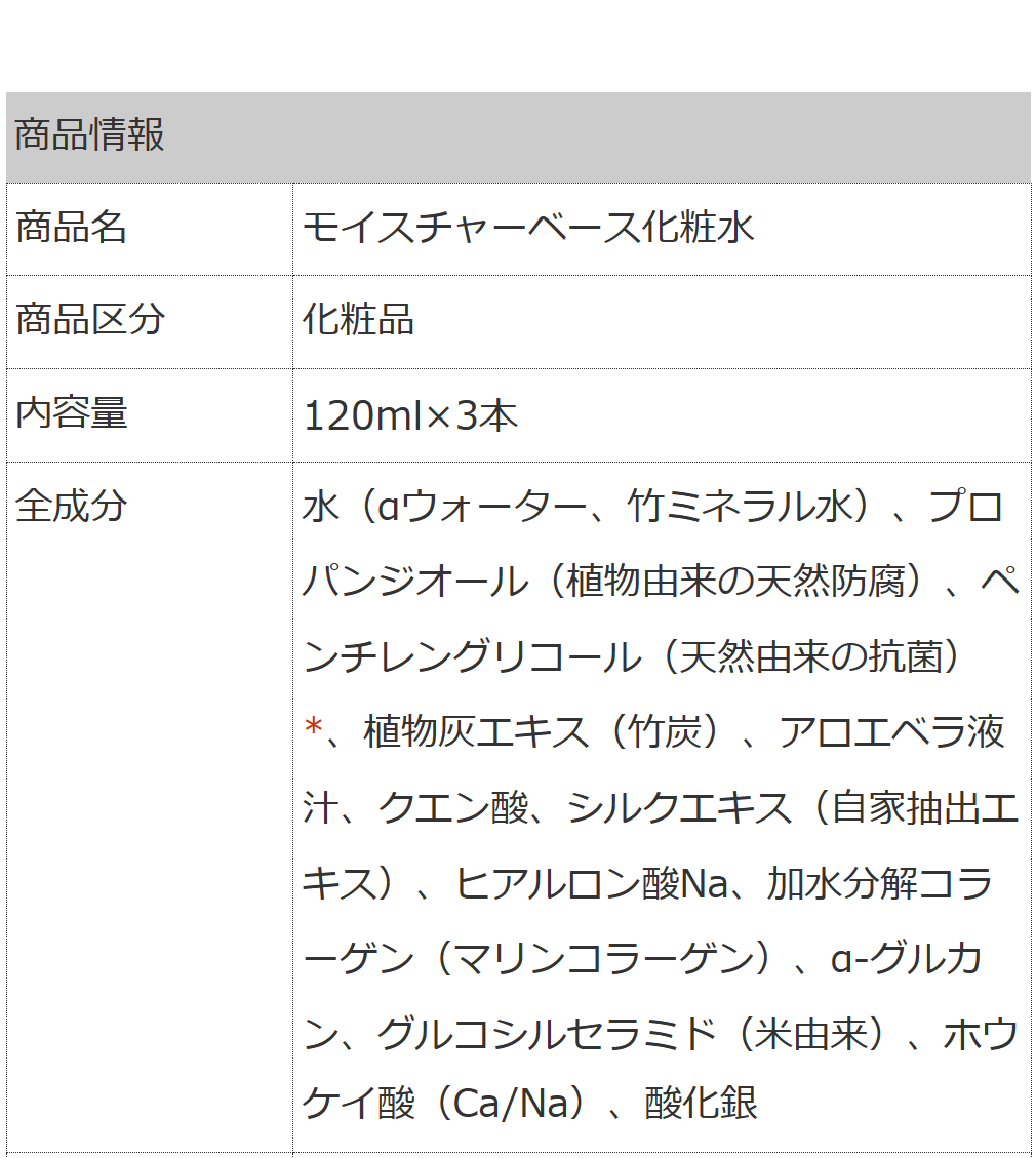 モイスチャーベース化粧水