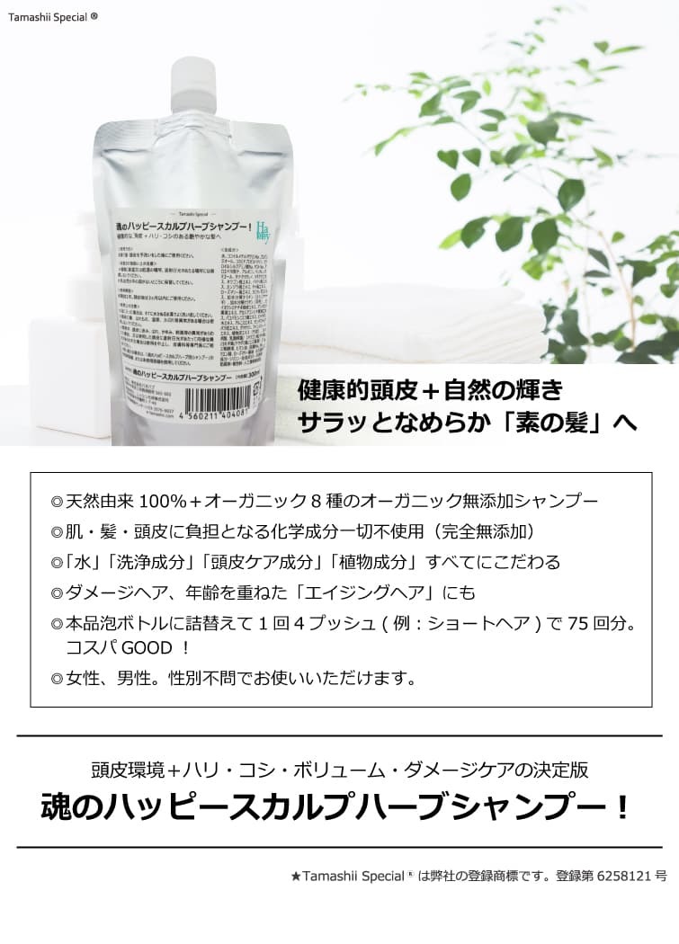 売れ筋 天然由来100 ケミカルフリー 150ml 魂のハッピー泡シャンプー 350ml セミロング2