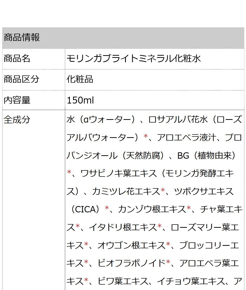 モリンガブライトミネラル化粧水