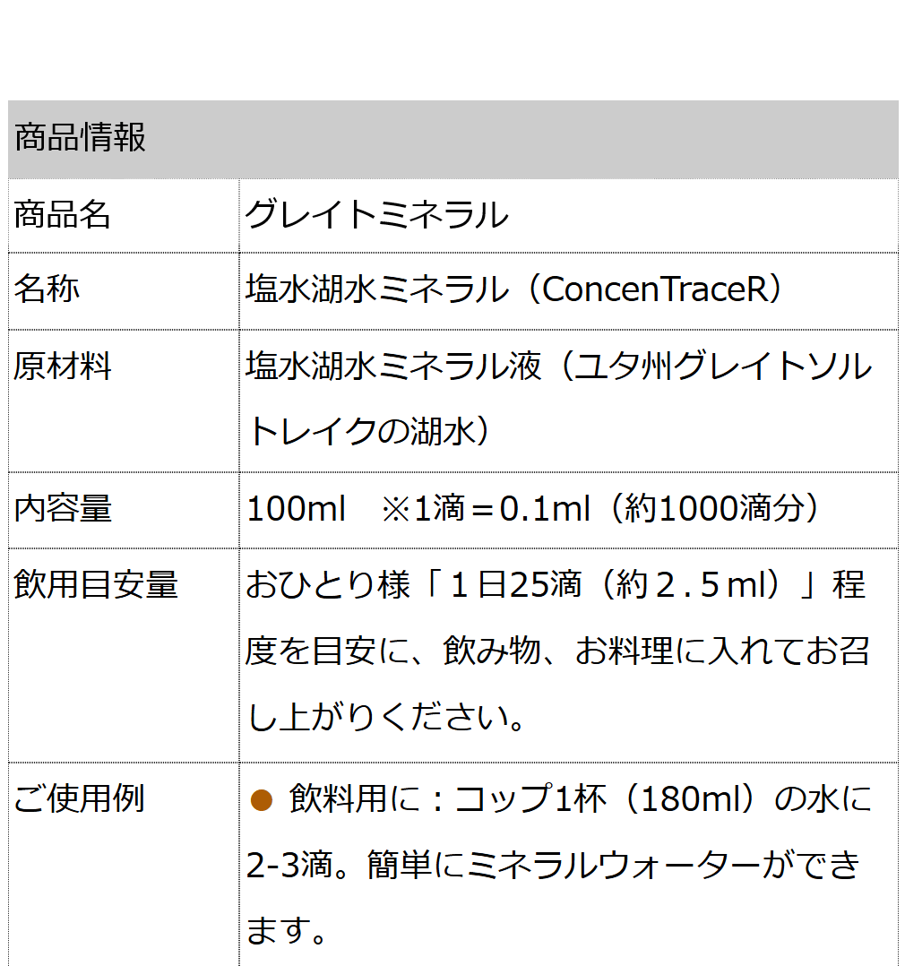 グレイトミネラル100ml（約1000滴分）
