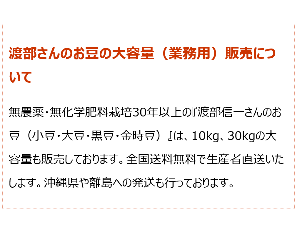 北海道産 無農薬小豆 - 渡部信一さんの小豆約1kg 無農薬・無化学肥料