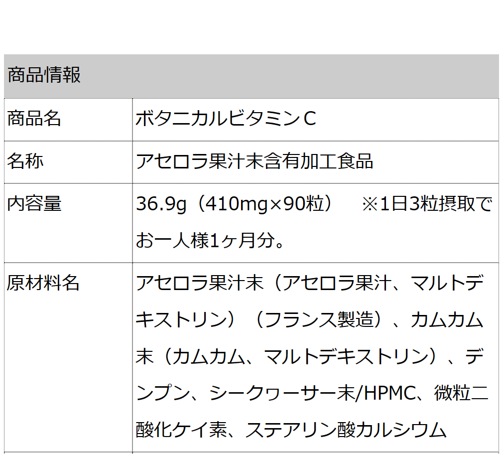 果実まるごと天然ビタミンCサプリ ボタニカルビタミンＣ  