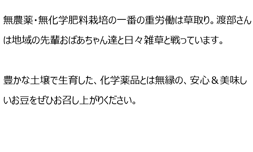 無農薬黒豆 渡部信一さんの黒豆 １ｋｇ 無農薬 無化学肥料