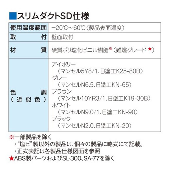 5本セット 配管化粧カバー 因幡電工 スリムダクト SD-77-I アイボリー｜tamatama2019｜03